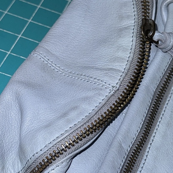 Free People Light Blue Goa Leather Archer Sling Waist Bag  Fanny Pack 7x15x3 - Picture 12 of 12